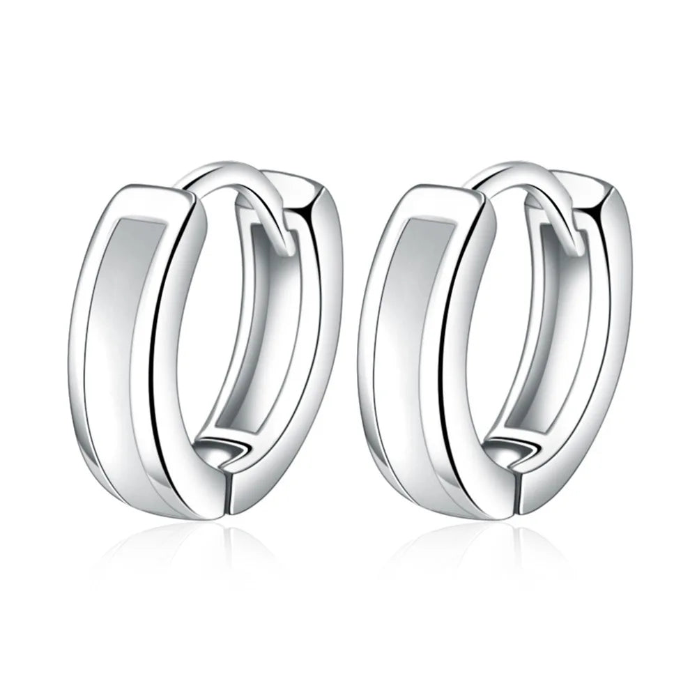 Elegant 925 Sterling Silver Simple Round Earrings Fashion Women Wedding Party Jewelry