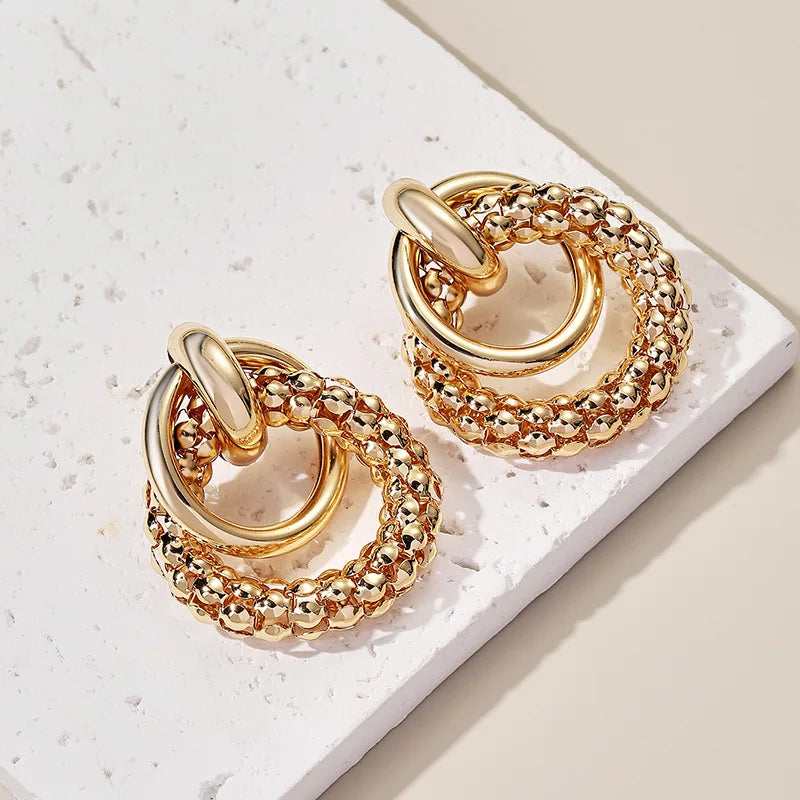 Women Earrings Big Shiny Double Rings