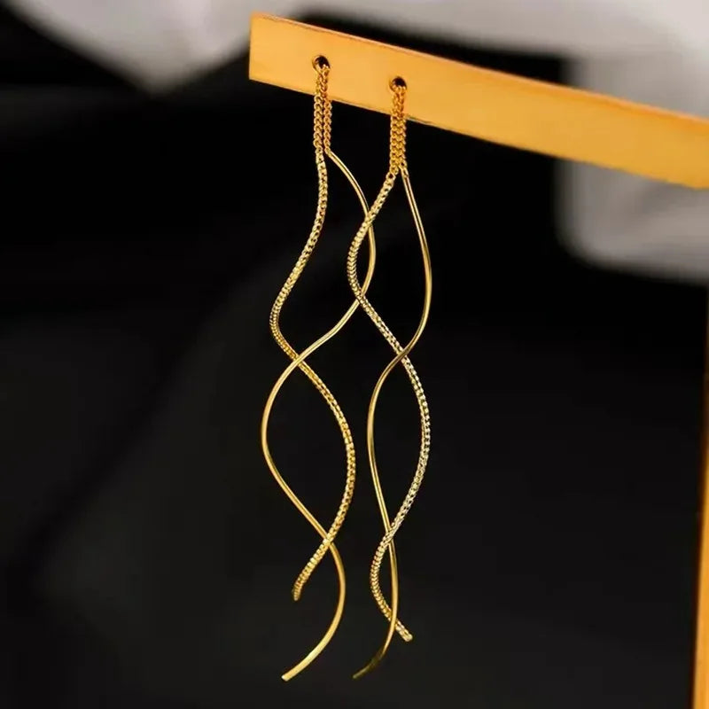 New Minimalist Long Wavy Fringe Earrings New Women Fashionable Hanging Earrings High-End Jewelry Minimalist Accessories Gifts