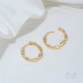 14K Gold-plated Round Oval Geometric Hollowed-out Irregular-shaped Earrings Light Luxury Feel Twisted Ear Loops Ear Buckles