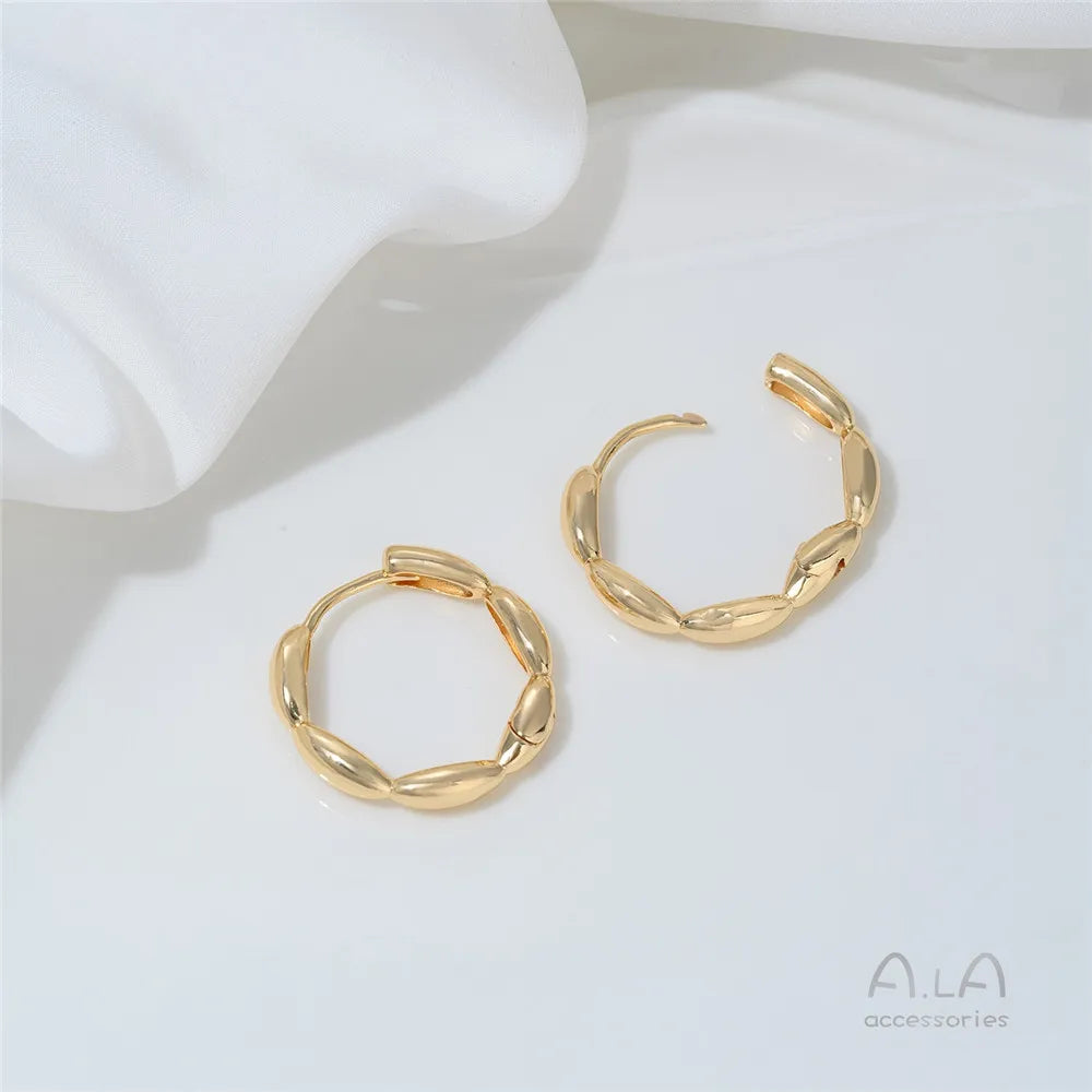 14K Gold-plated Round Oval Geometric Hollowed-out Irregular-shaped Earrings Light Luxury Feel Twisted Ear Loops Ear Buckles