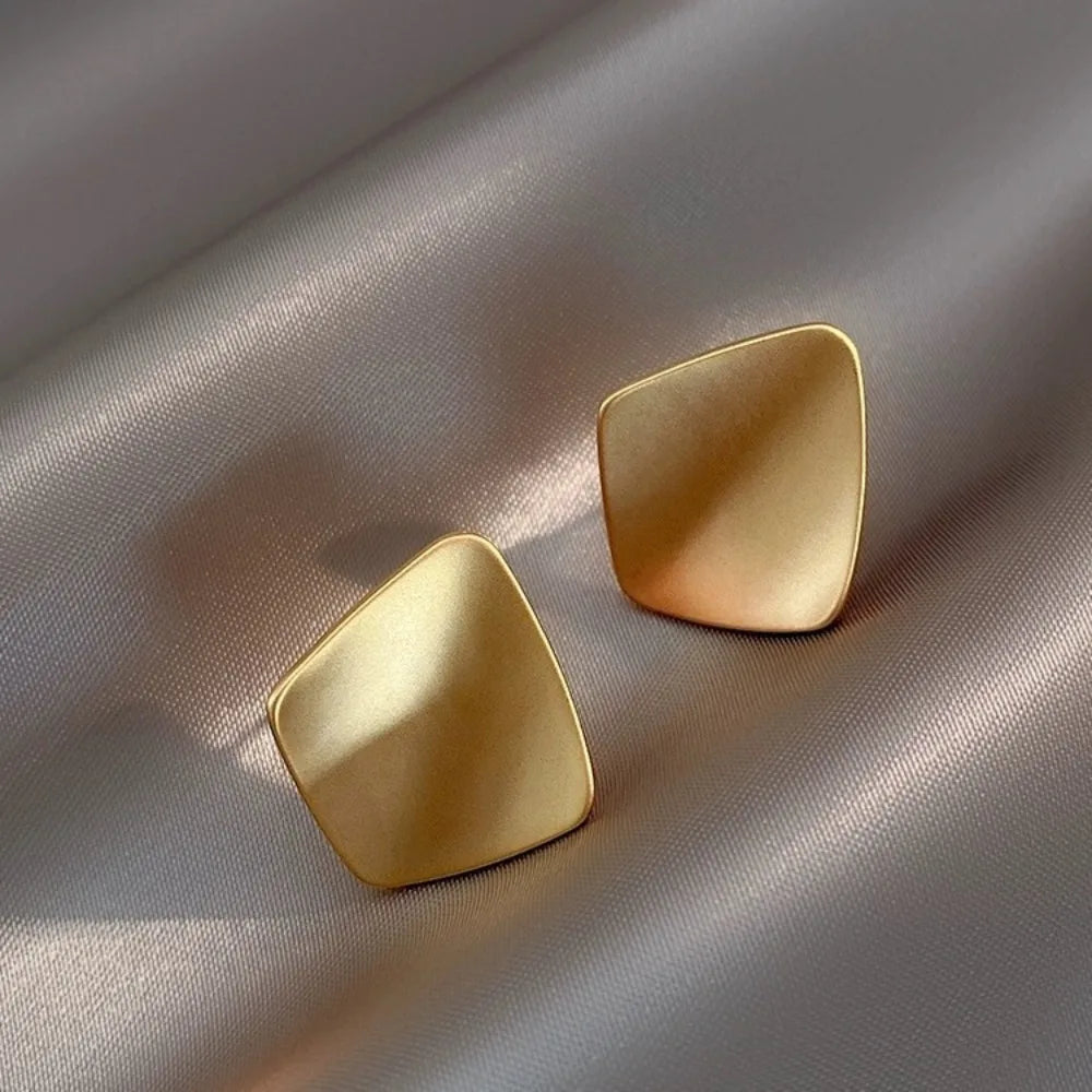 Matte Golden Square Vintage Earrings for Women