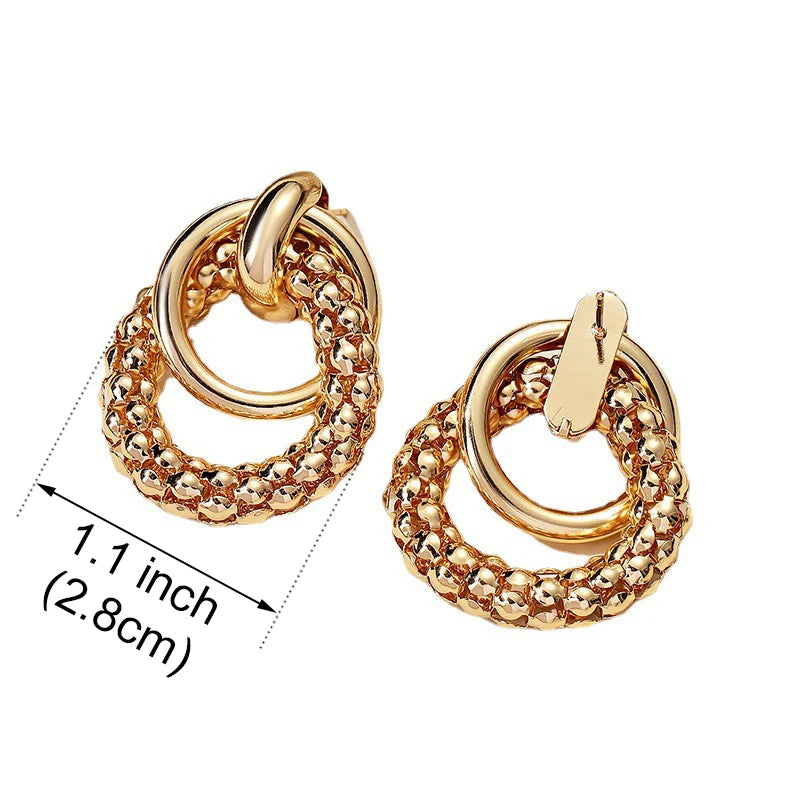 Women Earrings Big Shiny Double Rings