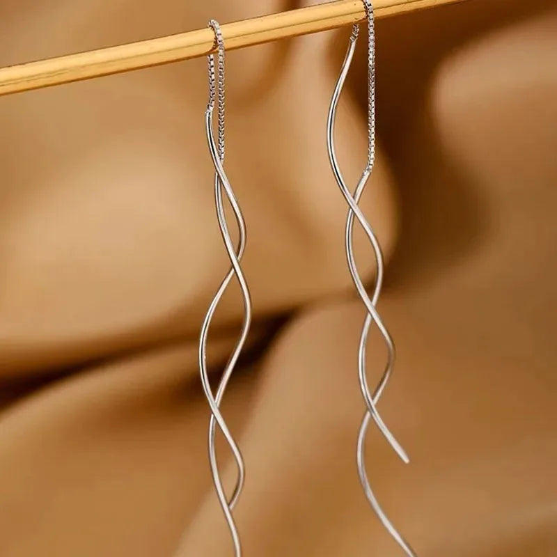 New Minimalist Long Wavy Fringe Earrings New Women Fashionable Hanging Earrings High-End Jewelry Minimalist Accessories Gifts