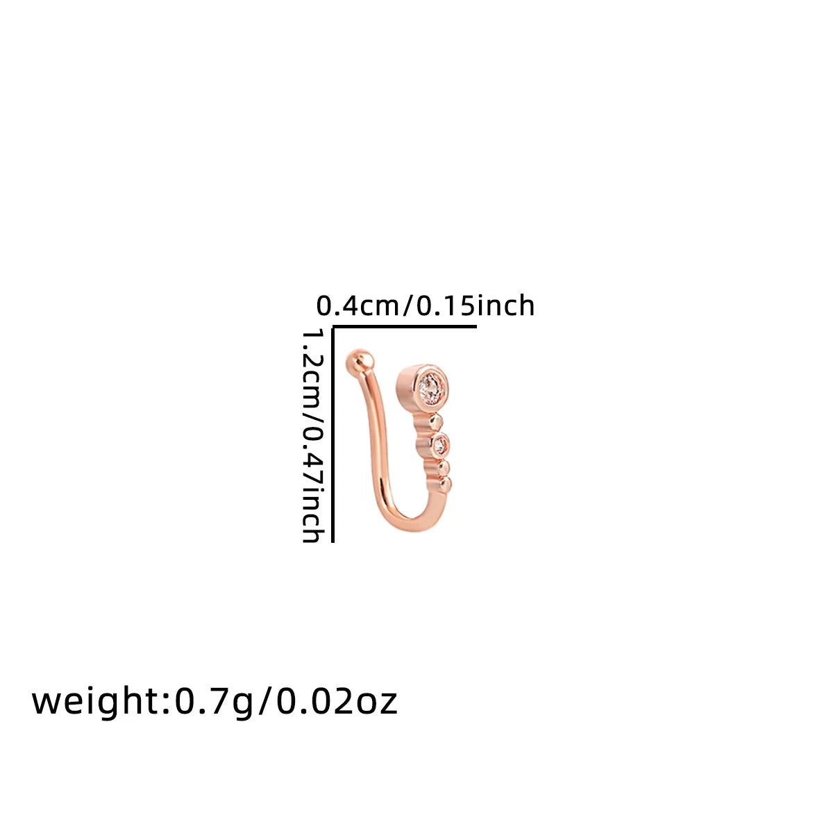 1pc Chic U-Shape Non-Piercing Nose Ring - Simplistic Hip Hop Style Inlaid Cubic Zirconia Fake nose Clip