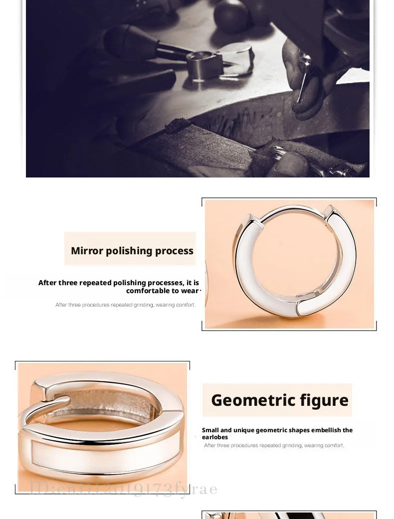 Elegant 925 Sterling Silver Simple Round Earrings Fashion Women Wedding Party Jewelry