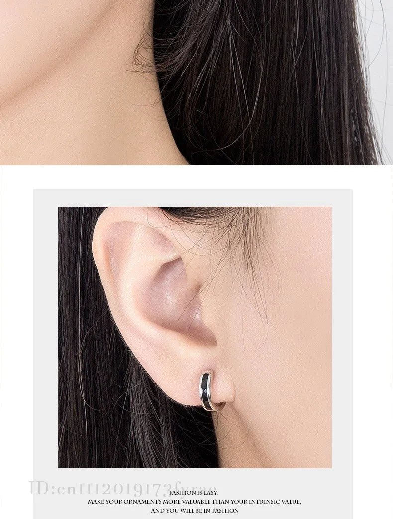 Elegant 925 Sterling Silver Simple Round Earrings Fashion Women Wedding Party Jewelry
