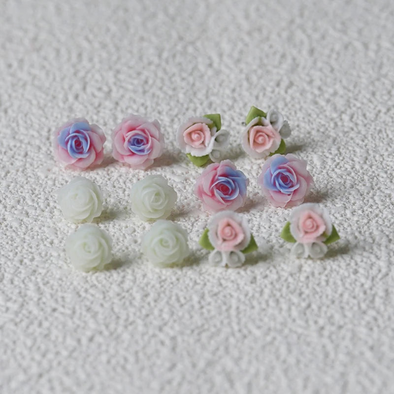 Cute & Colorful 6Pair Flower Earrings Set, Ideal Party Jewelry for Women/Girls, Creative & Trendy Gift