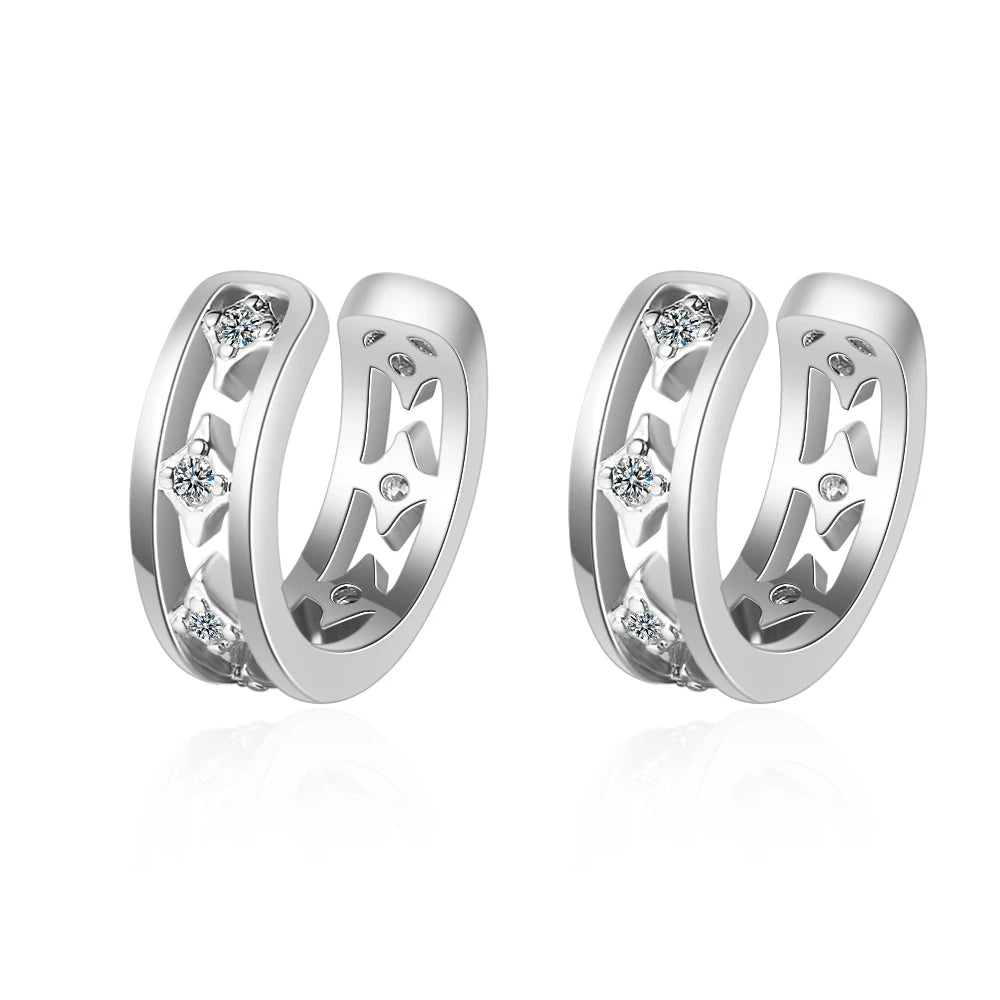 Real 925 Sterling Silver Simple Earcuff Tasteful Zircon Clip On Earrings For Women Small Ear Cuff Jewelry Girls pendientes mujer