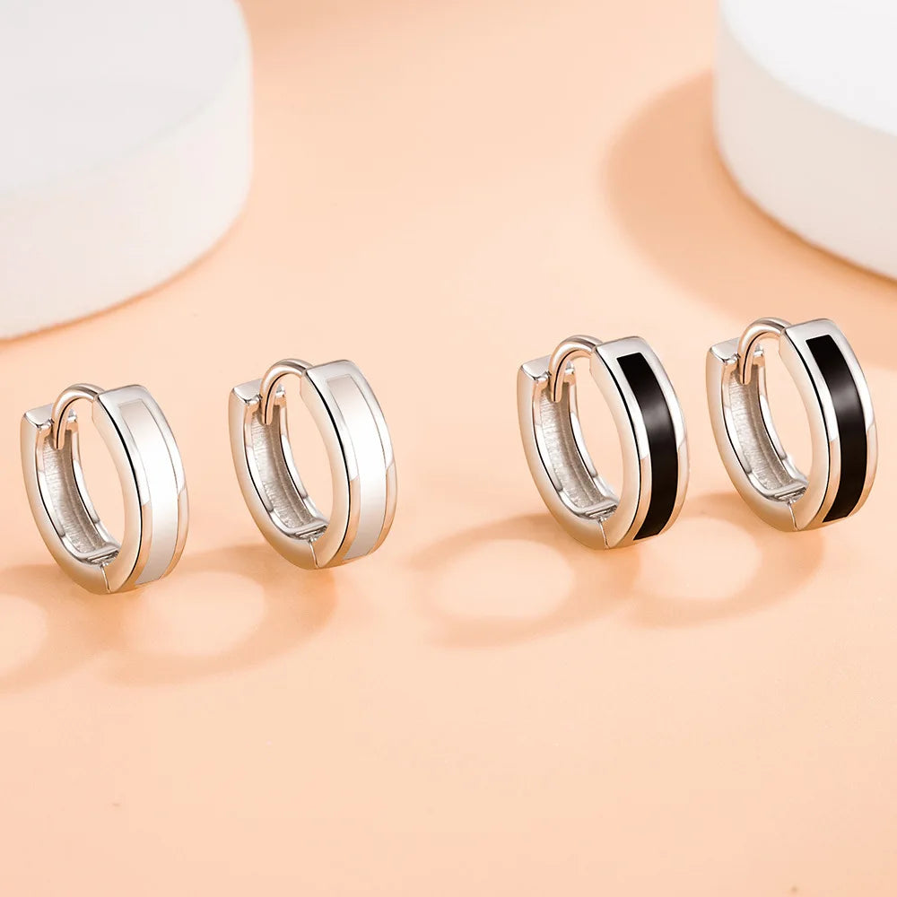 Elegant 925 Sterling Silver Simple Round Earrings Fashion Women Wedding Party Jewelry