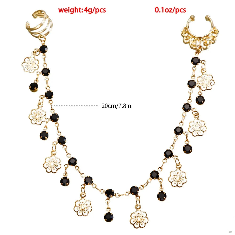 Body Jewelry Earring with Nose Ring Fashion Trendy Nose Clip Rings Fake Nostril Piercing Clip Gold& Black