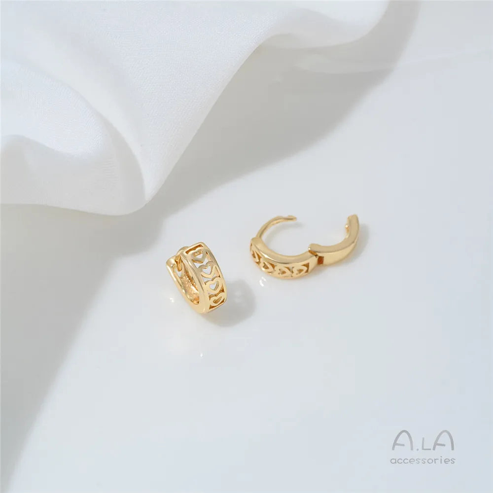 14K Gold-plated Round Oval Geometric Hollowed-out Irregular-shaped Earrings Light Luxury Feel Twisted Ear Loops Ear Buckles