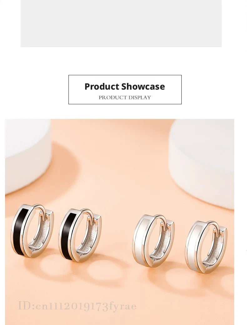 Elegant 925 Sterling Silver Simple Round Earrings Fashion Women Wedding Party Jewelry