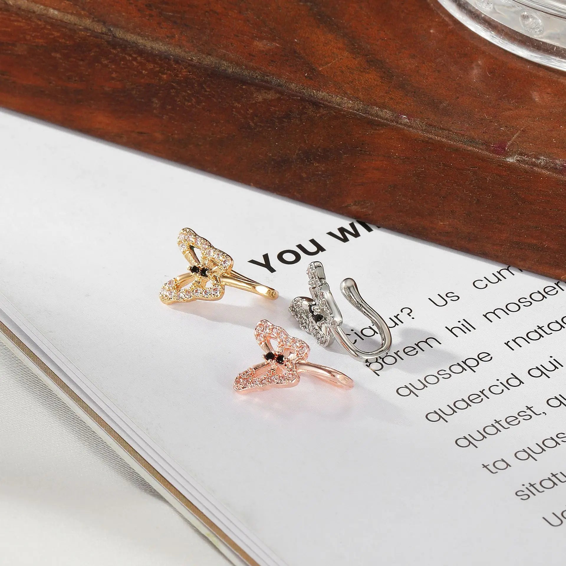 Non-perforated U-shaped Nose Ring Clip Copper Butterfly Fake Piercing Nose Ring Cuff Earring for Women Girl Body PiercingJewelry