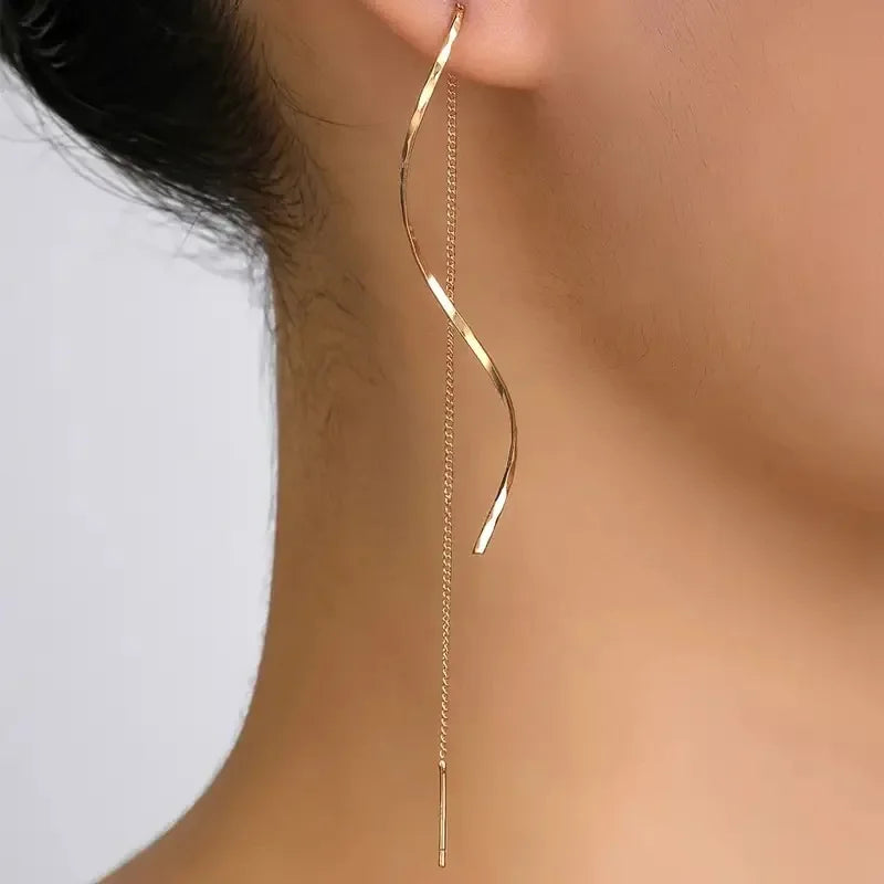 New Minimalist Long Wavy Fringe Earrings New Women Fashionable Hanging Earrings High-End Jewelry Minimalist Accessories Gifts