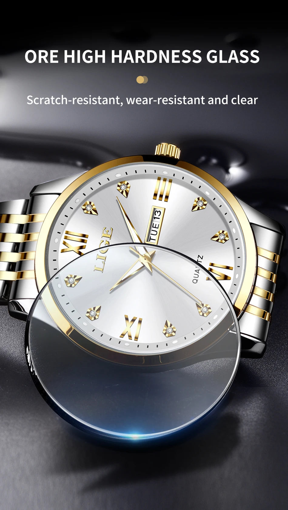 LIGE New Ladies Waterproof Watches Fashion Business Diamond Bracelet Watch For Women Simple Casual Luminous Quartz Chronograph