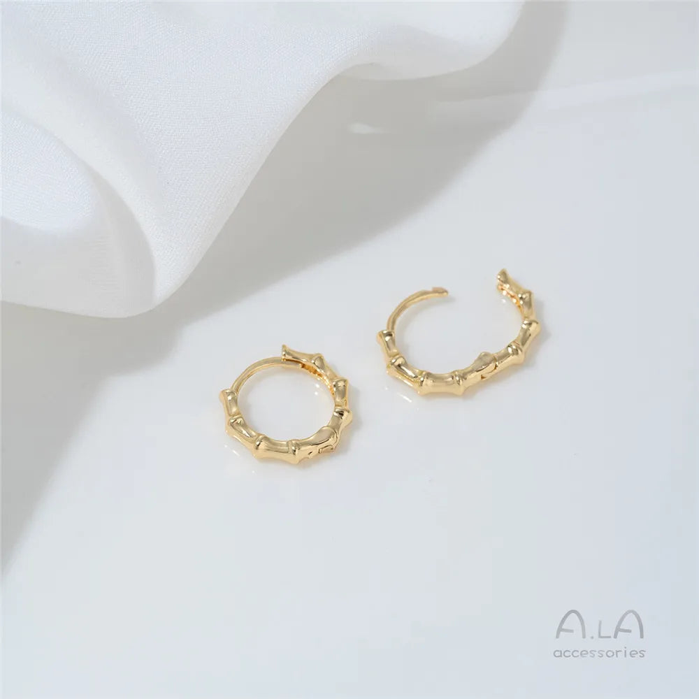 14K Gold-plated Round Oval Geometric Hollowed-out Irregular-shaped Earrings Light Luxury Feel Twisted Ear Loops Ear Buckles
