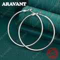 925 Sterling Silver 5-8cm Large Round Earrings, Delicate And Fresh Design, Women'S Engagement Jewelry