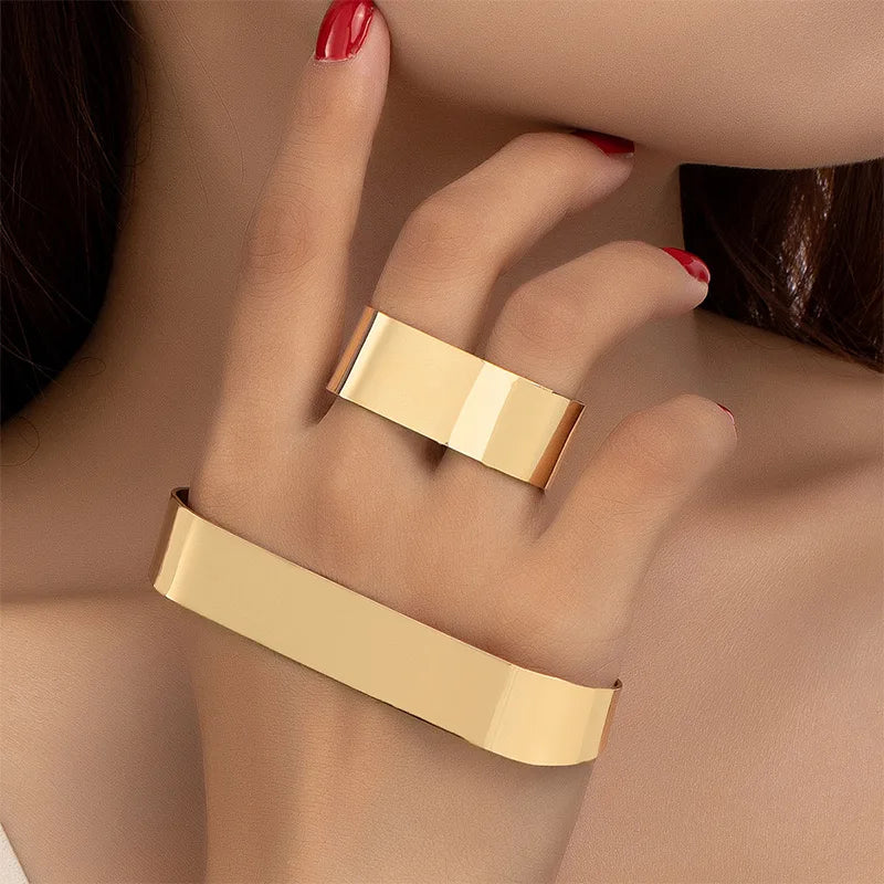 Geometric Bracelet Ring Set Women